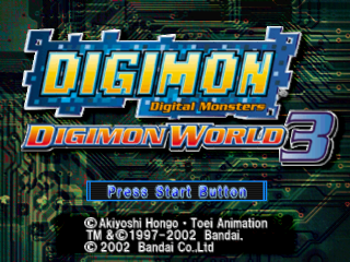 Digimon World 3 title screen for Playstation